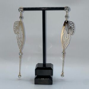 Elegant Gold Wing Drop Earrings